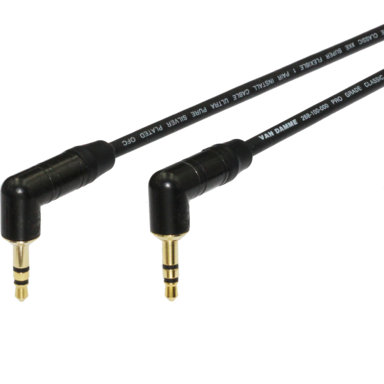 3.5mm Mini Jack Right Angle Cable Neutrik Van Damme Lead Black Gold