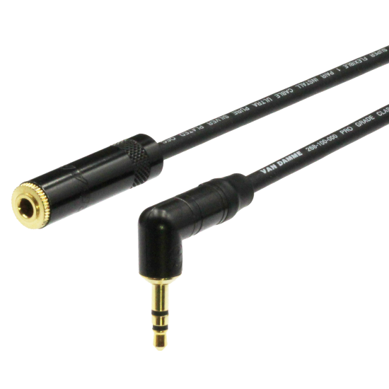 3.5mm Mini Jack Right Angle to Female Van Damme Neutrik Black Gold