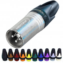 Neutrik Male NC3MXX XLR 3 pin Connector Nickel Silver Contacts Boot Colours