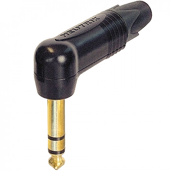 Right Angle TRS Jack Plug Black Gold Contacts 6.35mm 1/4 Inch Neutrik NP3RX-B