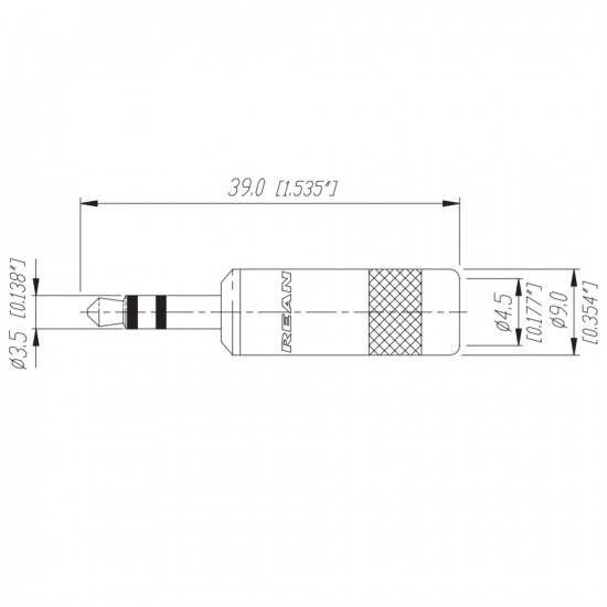 Neutrik Rean NYS231B Inline 3.5mm Stereo Mini Jack Plug Black Silver