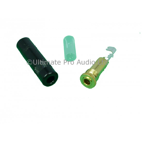 Neutrik Rean NYS240BG Inline 3.5mm Stereo Female Mini Jack Socket Black Gold