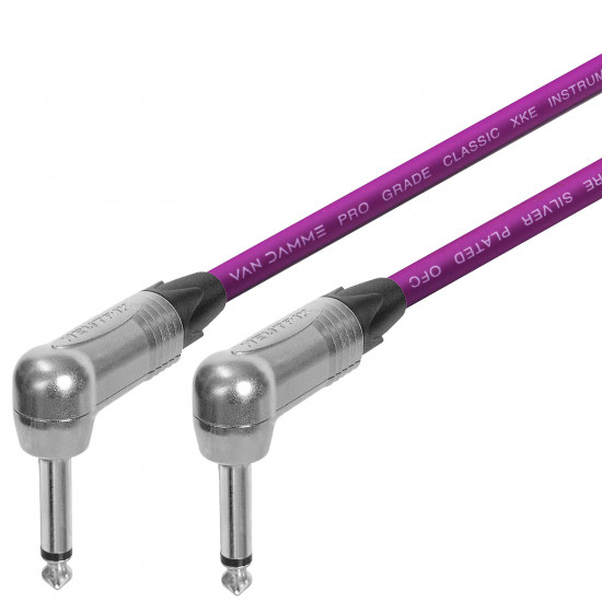 Van Damme Guitar Cable Lead Neutrik Right Angle 1/4" Silver Colour Jacks