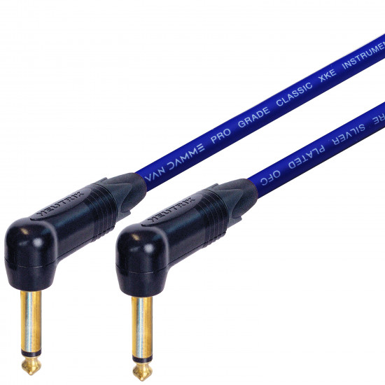 Van Damme Guitar Cable Lead Neutrik 1/4 Inch Black Gold Right Angle Jacks