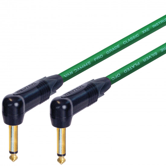 Van Damme Guitar Cable Lead Neutrik 1/4 Inch Black Gold Right Angle Jacks