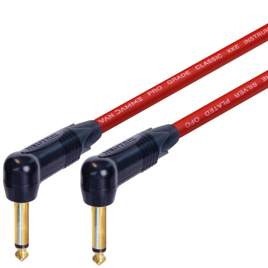 Van Damme Guitar Cable Lead Neutrik 1/4 Inch Black Gold Right Angle Jacks