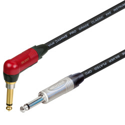 Van Damme Neutrik 1/4" Straight Silver to Right Angle Silent Jack Lead