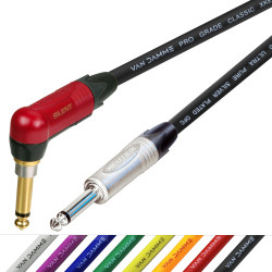 Van Damme Neutrik 1/4" Straight Silver to Right Angle Silent Jack Lead