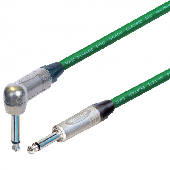 Van Damme Guitar Cable Lead Neutrik 1/4" Right Angle to Straight Silver Jack