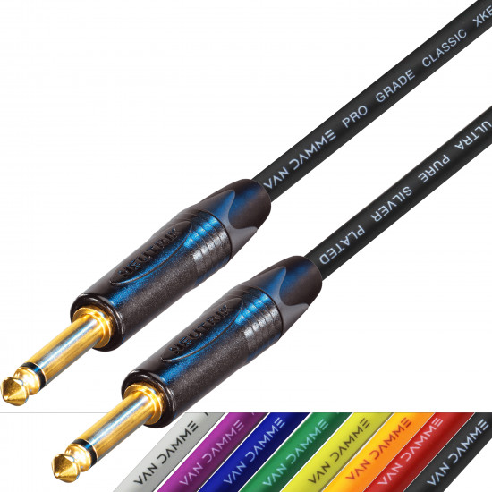 Van Damme Guitar Cable Neutrik 1/4" Straight Black Gold Jack Lead 