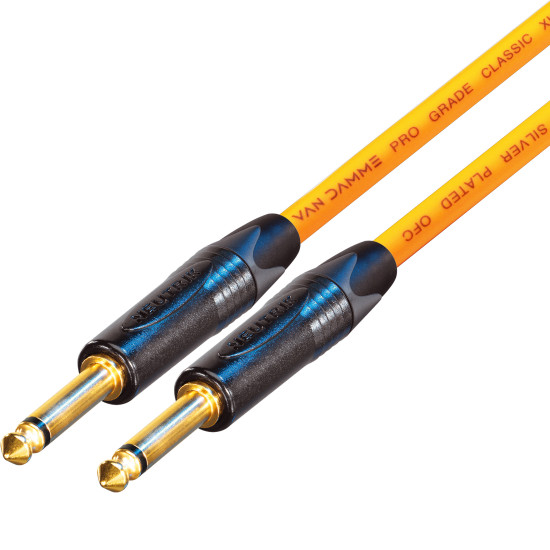 Van Damme Guitar Cable Neutrik 1/4" Straight Black Gold Jack Lead 