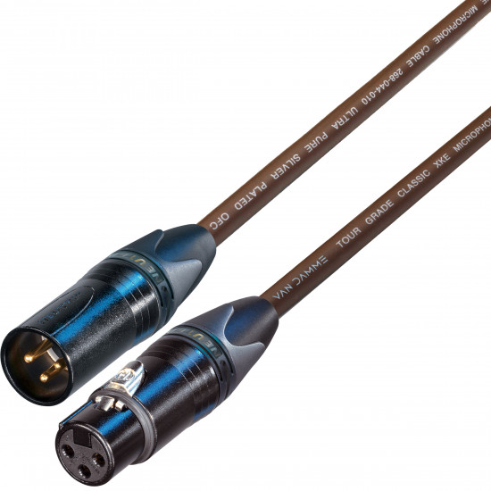 Van Damme Microphone Lead Cable Neutrik Black Gold Male Female XLRs