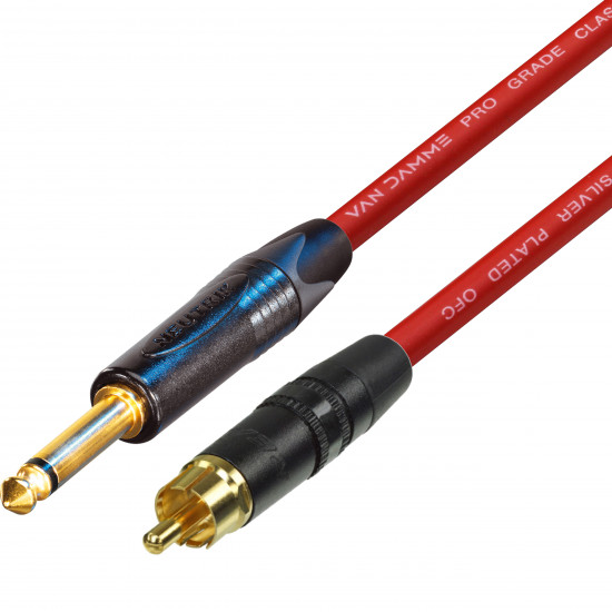 Gold RCA to Mono Jack Cable Silver Plated Van Damme Neutrik 6.35mm 1/4" Lead