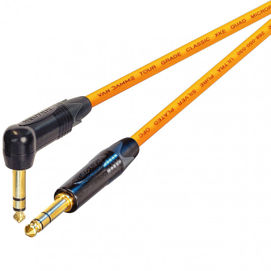 Van Damme Starquad Cable Neutrik TRS 1/4" Plug Black Gold Straight to Right Angle Jack