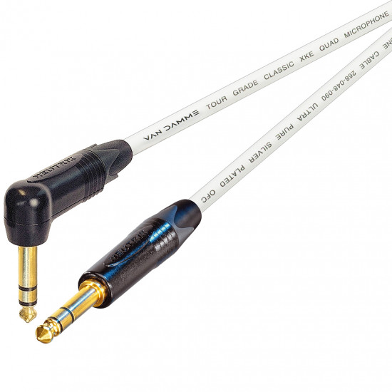 Van Damme Starquad Cable Neutrik TRS 1/4" Plug Black Gold Straight to Right Angle Jack