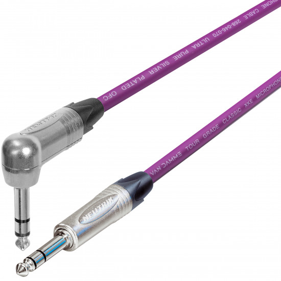 Van Damme Cable Neutrik Balanced TRS 1/4" Jack Plug Straight to Right Angle Cable