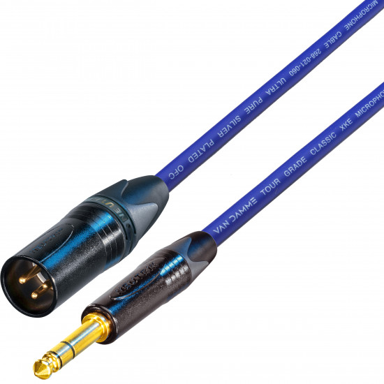 Van Damme Cable TRS 1/4 Jack Plug to Male XLR Black Gold Neutrik Lead