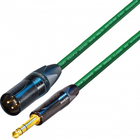 Van Damme Cable TRS 1/4 Jack Plug to Male XLR Black Gold Neutrik Lead