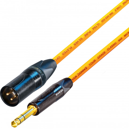 Van Damme Cable TRS 1/4 Jack Plug to Male XLR Black Gold Neutrik Lead