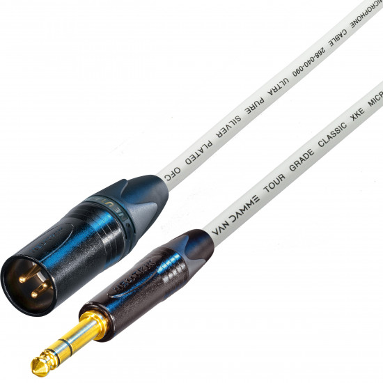 Van Damme Cable TRS 1/4 Jack Plug to Male XLR Black Gold Neutrik Lead